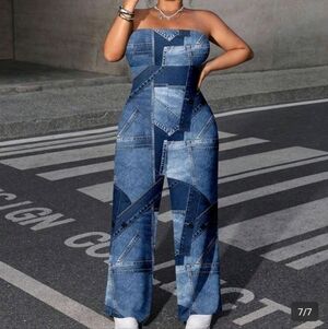 Stylish Blue Patchwork Jumpsuit